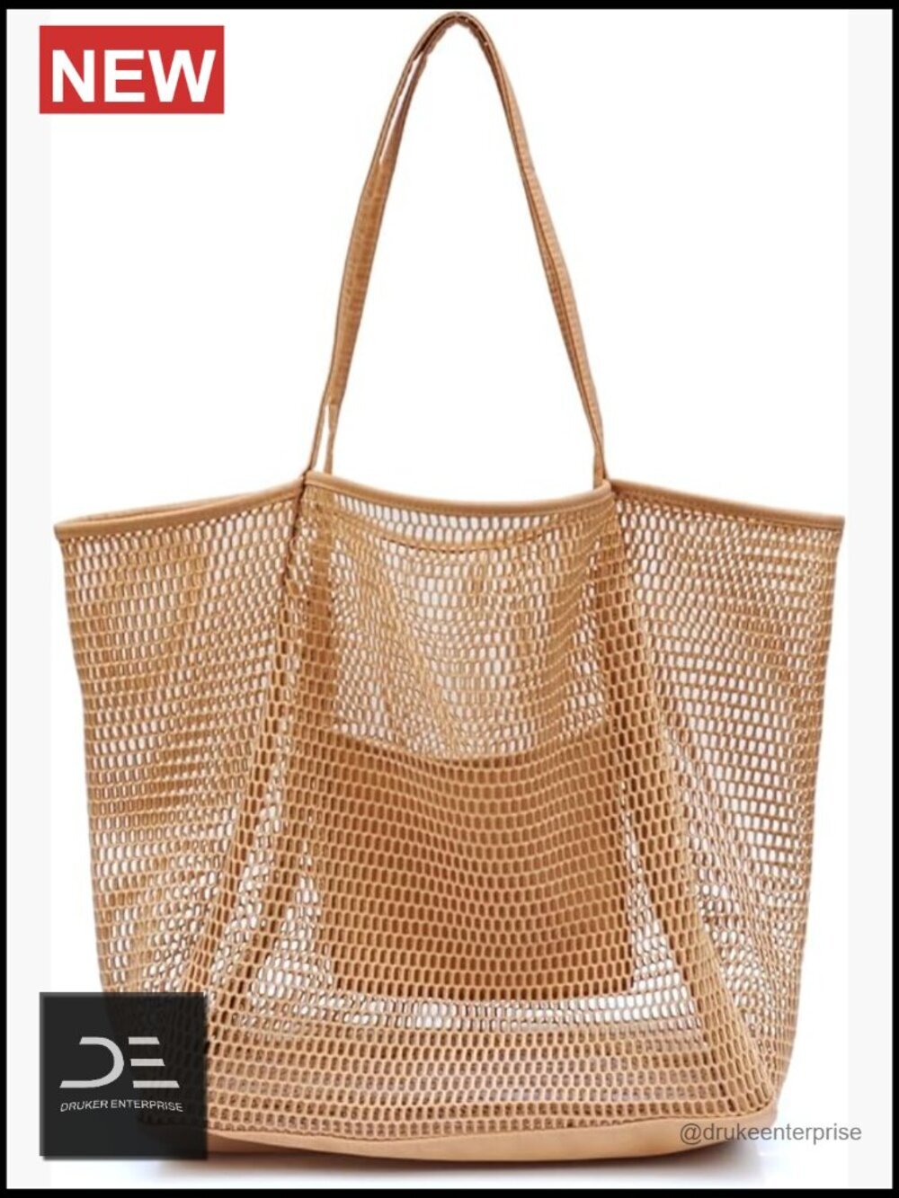 Large Mesh Tote Shoulder Handbag for Beach Shopping Work